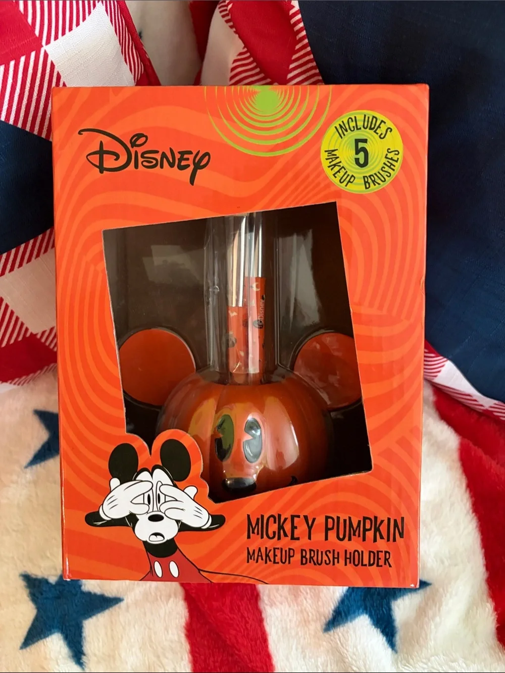 Disney Orange Mickey Pumpkin Makeup Brush Holder